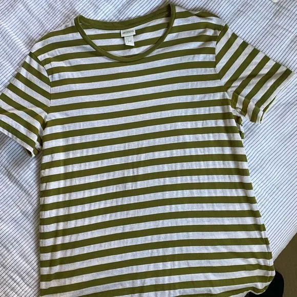 H&M Olive Green & White Striped Short Sleeve Tee Shirt - Picture 4 of 9